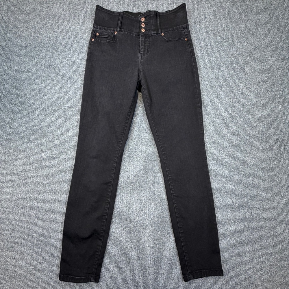 Guess Skinny Jeans Womens 29 Black High Rise Slimming Corset Waist Edgy Goth